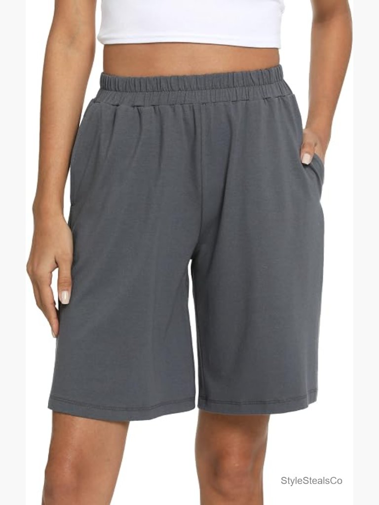 Bamboo Viscose Sleep Shorts With Pockets, Elastic Waist